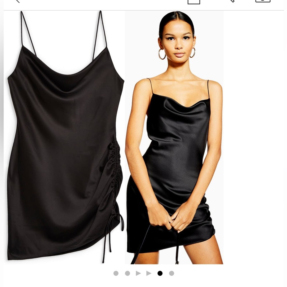 Ruched satin mini slip dress